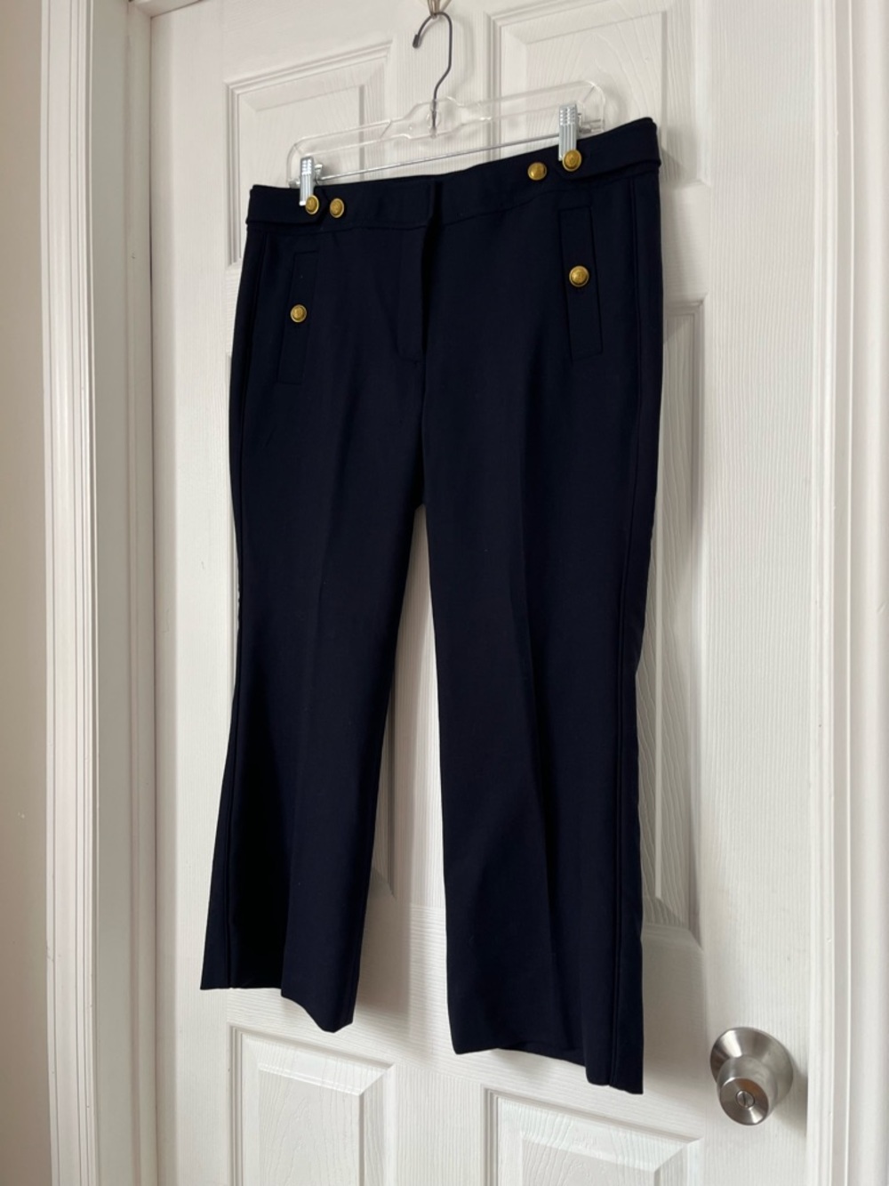 J. Crew Navy Sailor Pants Gold Button Detail Women's Size 12 - Picture 9 of 9